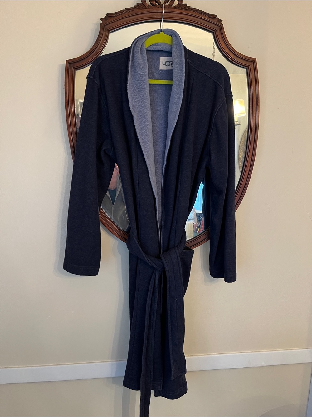 UGG Navy Robe with Light Gray Lining and Belt M/L in EUC